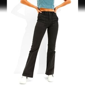 American Eagle women's high-rise black corduroy flare pants Slash Pockets sz 4.